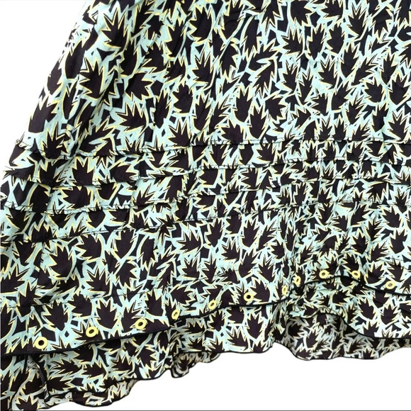 Derek Lam 10 Crosby Women’s Silk Tiered Mini Dress Black Green Floral Size 8 - Picture 4 of 5